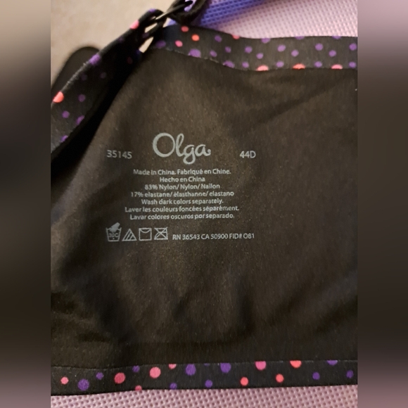 OLGA polka-dot BRA size 44D like new condition UNDERWIRE navy with red dots - Picture 5 of 5